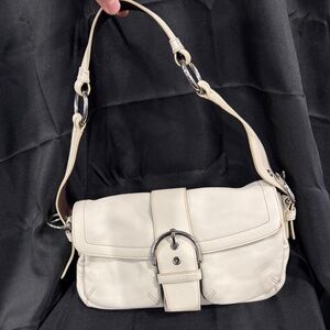 Michael Kors Cream Shoulder Bag with Silver Accents